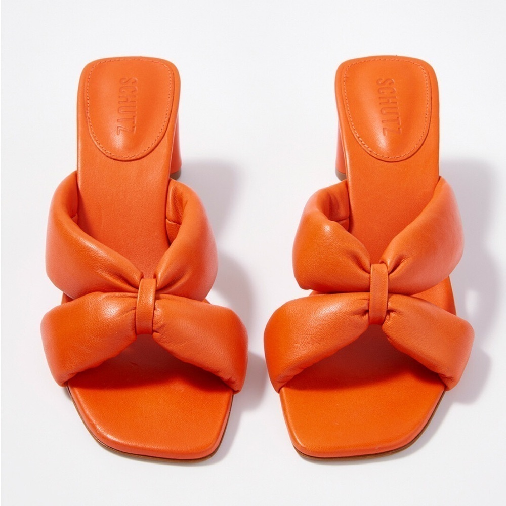 Schutz Fairy Mid Sandal Orange Sz 6 - Picture 2 of 4